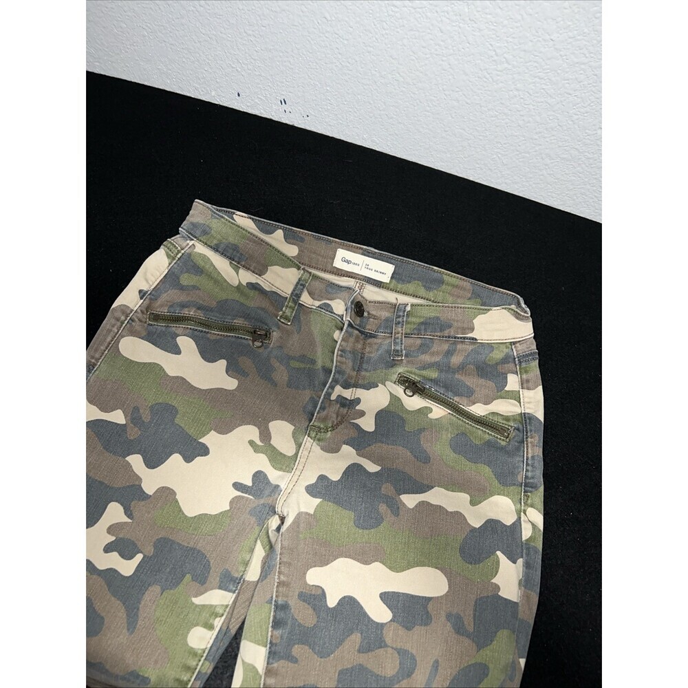 Gap Ankle Pants Womens Size 29 Green Camouflage Always Skinny Zipped Pockets